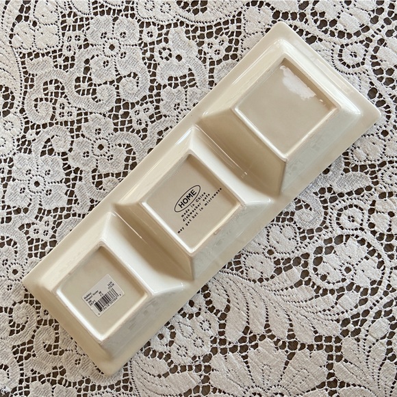 NWT Vintage 80s/90s Three-Compartment Winter Scenes Ceramic Tray - Picture 7 of 11